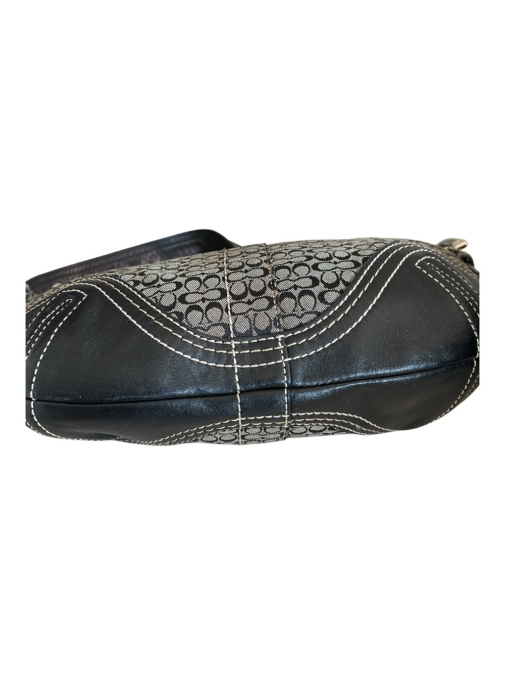 Vintage Coach Soho Signature Mini Hobo Bag - Y2K Black & Grey Demi Purse - Picture 9 of 12